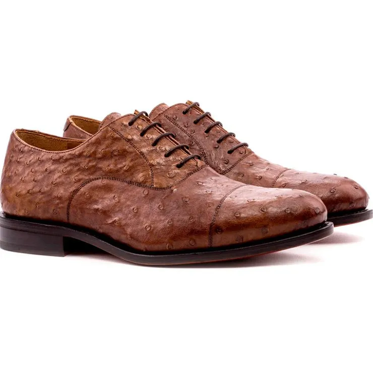 Cheap Emanuele Sempre Oxford Ostrich Shoes Med Brown MedBrown