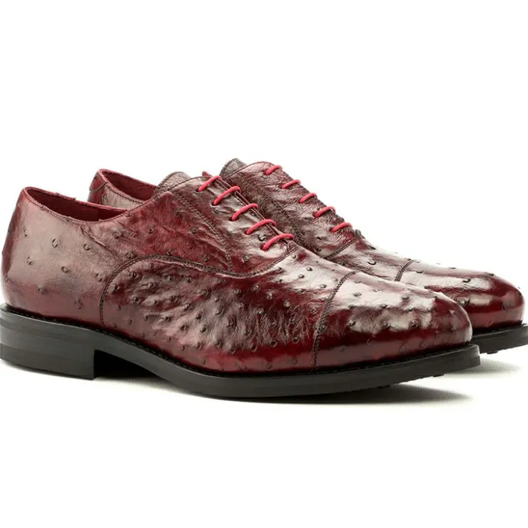 Clearance Emanuele Sempre Oxford Ostrich Shoes Red