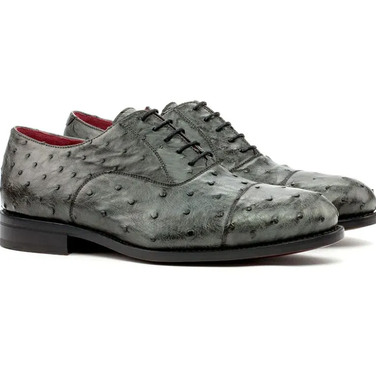 Sale Emanuele Sempre Oxford Ostrich Shoes Grey