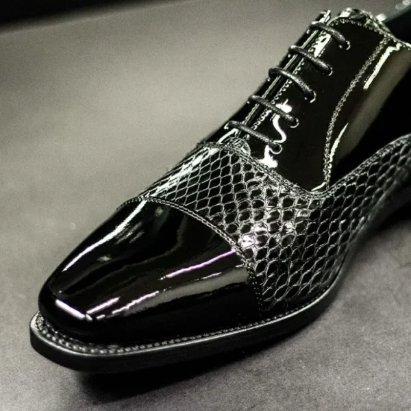 Best Emanuele Sempre Oxford Python Shoes Black