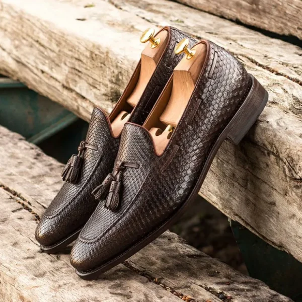 Best Sale Emanuele Sempre Python Tassel Loafers Dark Brown/Med Brown DarkBrown/MedBrown