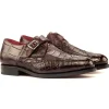 Online Emanuele Sempre Single Monk Alligator Shoes Burgundy