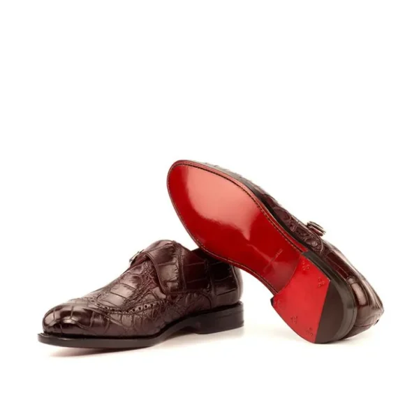 Online Emanuele Sempre Single Monk Alligator Shoes Burgundy