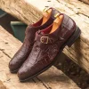 Online Emanuele Sempre Single Monk Alligator Shoes Burgundy