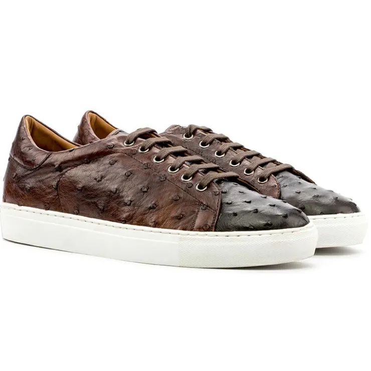 Flash Sale Emanuele Sempre Trainer Ostrich Sneakers Dark Brown/Med Brown DarkBrown/MedBrown