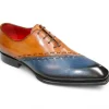 Cheap Emilio Franco Arstide Leather Shoes Navy/Cognac