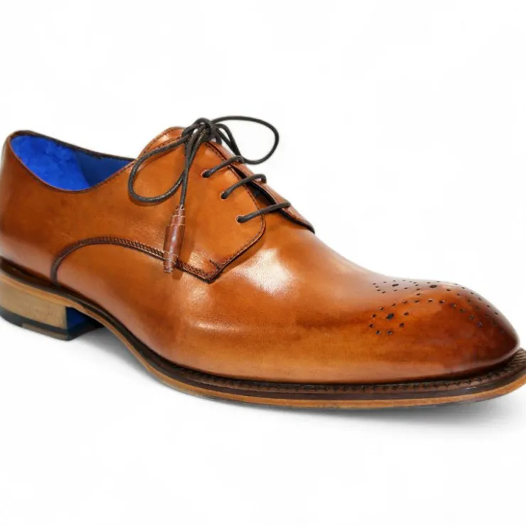 Shop Emilio Franco Artigiana Delfino Leather Shoes Cognac