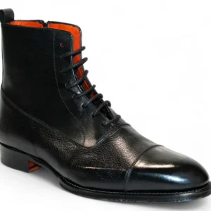 Discount Emilio Franco Artigiana Fausto Leather/Pebble Grain Leather Shoes Black