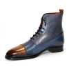 Best Sale Emilio Franco Artigiana Fausto Leather/Pebble Grain Leather Shoes cognac/Navy