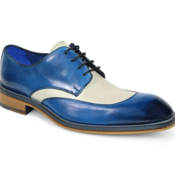 Cheap Emilio Franco Cosimo Calfskin Shoes Ocean Blue / Bone