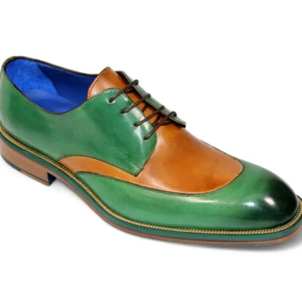 Online Emilio Franco Cosimo Calfskin Shoes Ocean Green/Cognac