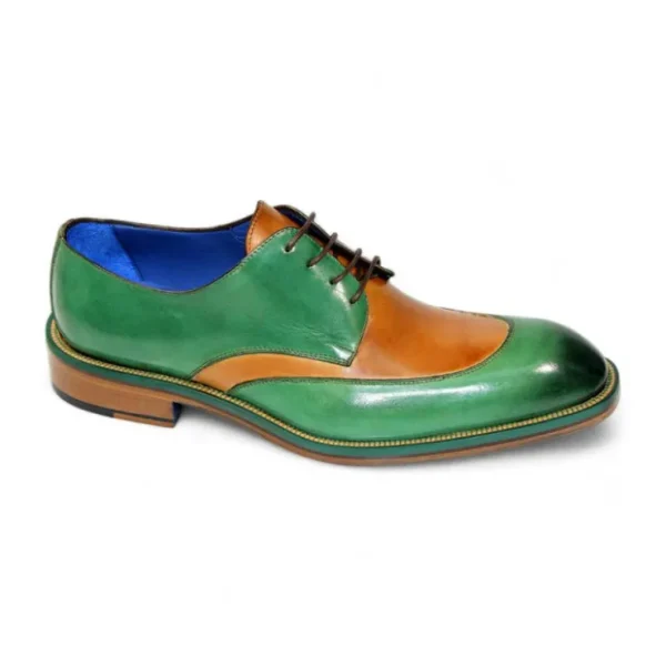 Online Emilio Franco Cosimo Calfskin Shoes Ocean Green/Cognac