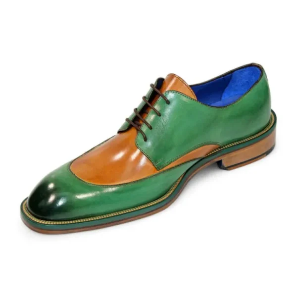 Online Emilio Franco Cosimo Calfskin Shoes Ocean Green/Cognac