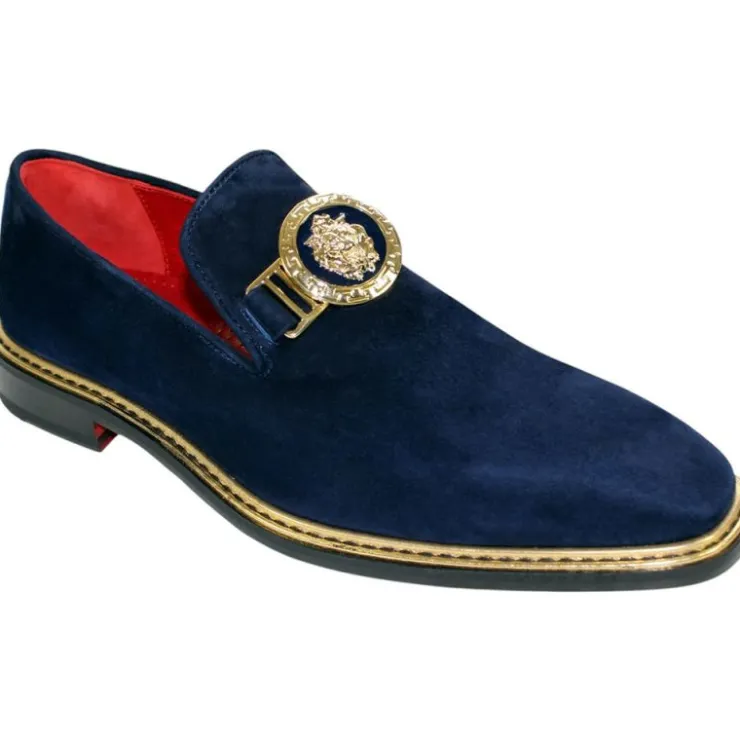 Fashion Emilio Franco Couture EF102 Suede Shoes Navy