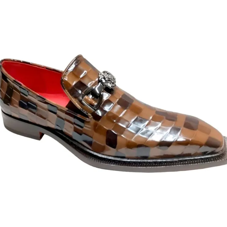 Clearance Emilio Franco Couture Narciso Patent Croco Multi Print Shoes Chocolate Combo