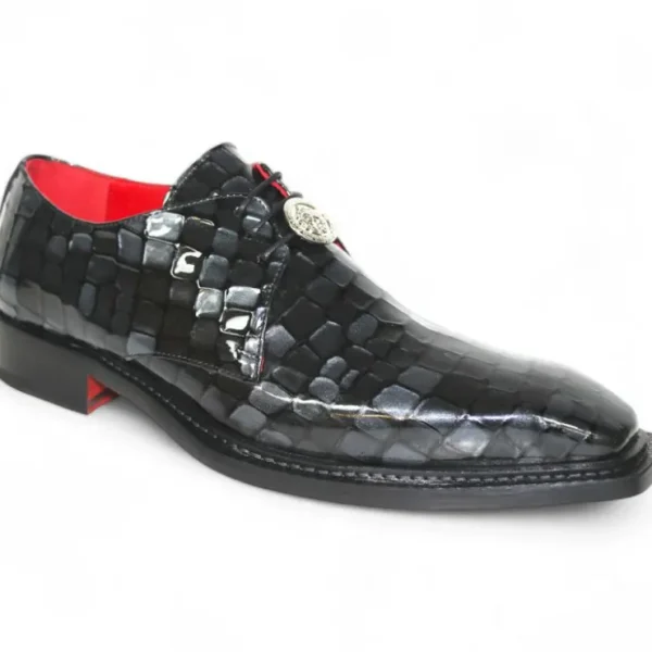 Discount Emilio Franco Couture Santo Patent Croco Print Shoes Black Combo