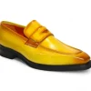 Discount Emilio Franco Mario Leather/Embossed Croc Print Shoes Yellow/Mustard