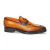 Shop Emilio Franco Mario Leather/Embossed Croc Print Shoes Cognac/Brown