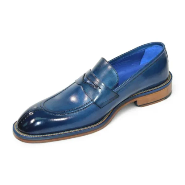 Discount Emilio Franco Mirko Calfskin Loafers Blue