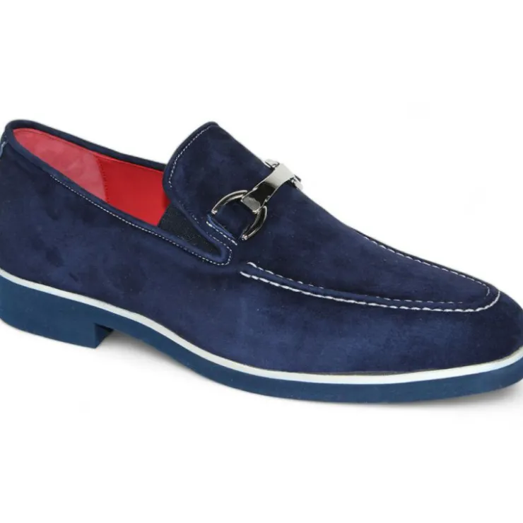 Shop Emilio Franco Nino II Suede Loafers Navy