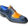 Shop Emilio Franco Orlando Leather Shoes Navy/Gold