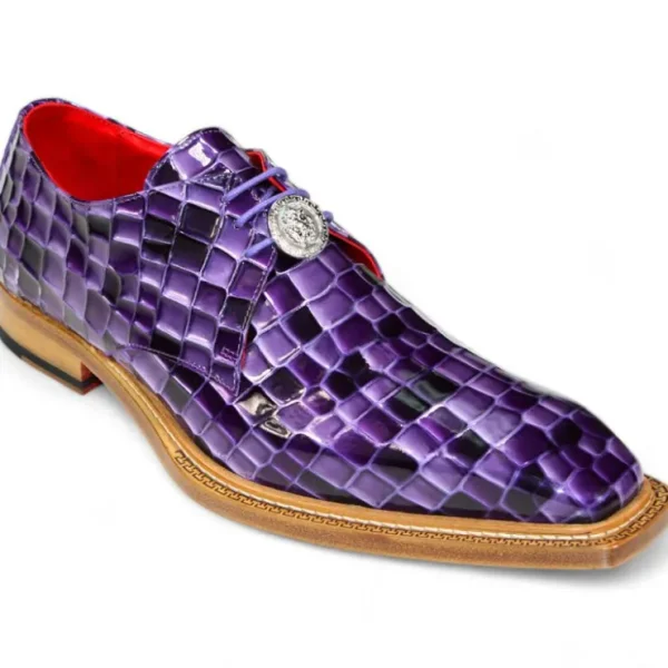 Store Emilio Franco Santo Patent Croco Print Shoes Purple Combo PurpleCombo