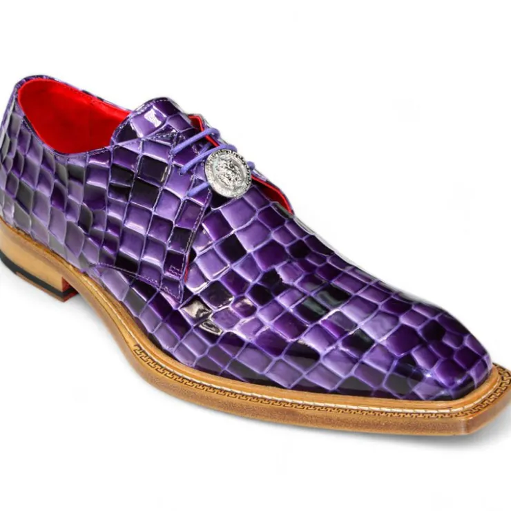 Store Emilio Franco Santo Patent Croco Print Shoes Purple Combo PurpleCombo