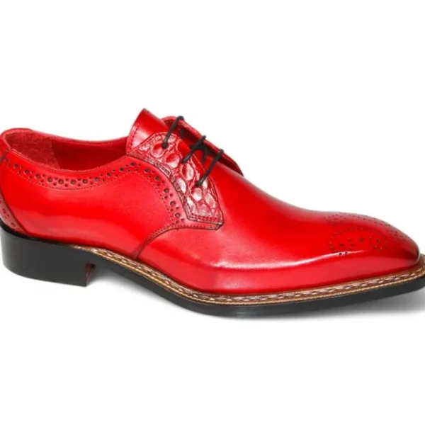 Best Sale Fennix Tyler Calf and Alligator Lace-up Shoes Antique Red AntiqueRed