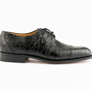 New Ferrini 3798 Alligator Cap Toe Shoes Black