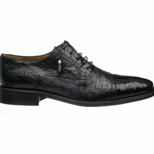 Best Ferrini 203 Alligator/ Ostrich Cap Toe Shoes Black