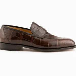 Shop Ferrini 3724 Alligator Penny Loafers Chocolate