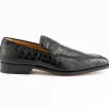 Best Sale Ferrini 3877 Alligator Slip-on Loafers Black