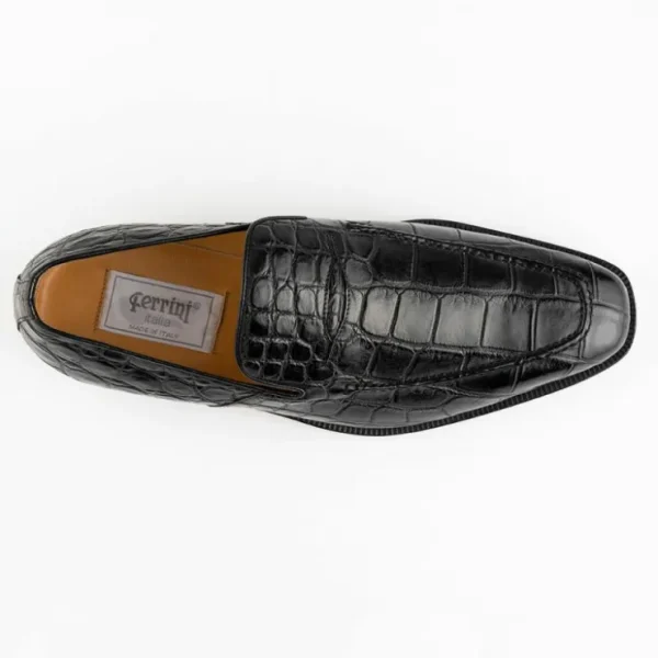 Best Sale Ferrini 3877 Alligator Slip-on Loafers Black