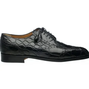 Hot Ferrini 3673 Belly Alligator Wingtip Shoes Black