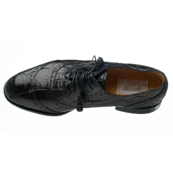 Hot Ferrini 3673 Belly Alligator Wingtip Shoes Black