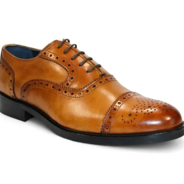 Hot Fennix Firmani Paul Genuine Leather Shoes Cognac