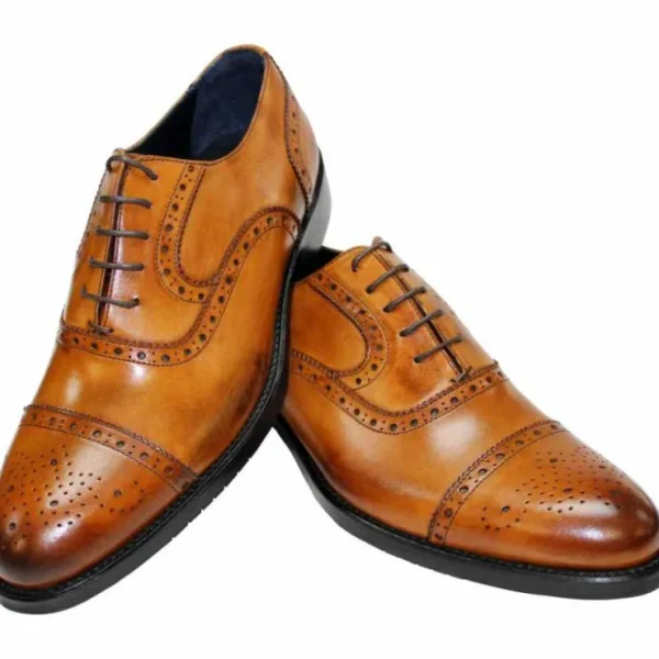 Hot Fennix Firmani Paul Genuine Leather Shoes Cognac