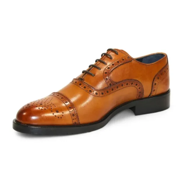 Hot Fennix Firmani Paul Genuine Leather Shoes Cognac