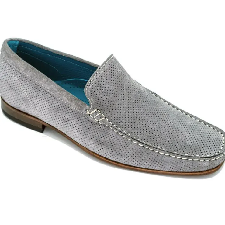 Outlet Belvedere Giovacchini by Diego Perforated Suede Loafer Metal