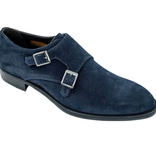 Best Sale Belvedere Giovacchini by Francesco Suede Monk Strap Navy