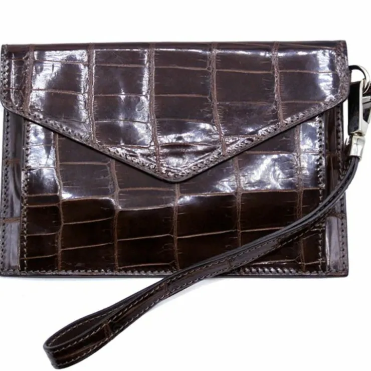 New Zelli Gracen Crocodile Envelope (50-680-BRN) Brown