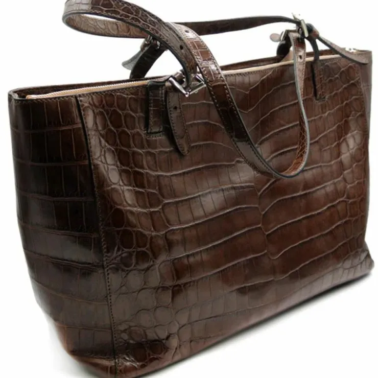 Clearance Zelli Gracen Isabel Nile Crocodile Women's Handbag (30-655-BRN) Brown