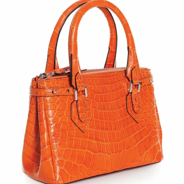 Flash Sale Zelli Gracen Juliette Nile Crocodile Women's Handbag (30-657-ORG) Orange