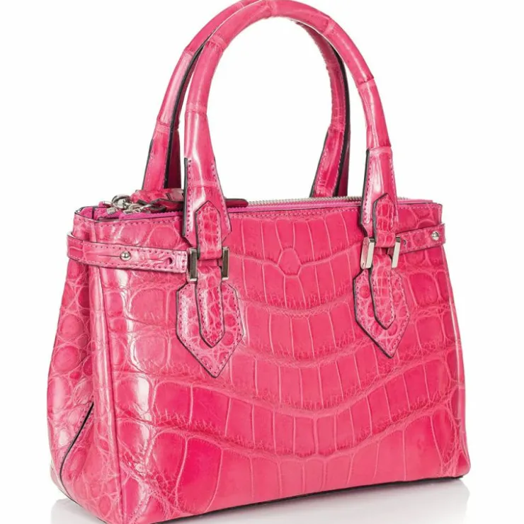 Hot Zelli Gracen Juliette Nile Crocodile Women's Handbag (30-657-PNK) Pink