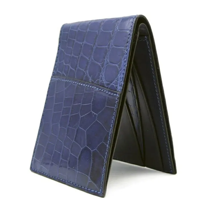 Cheap Zelli Gracen Nile Crocodile Bi-Fold Wallet Blue