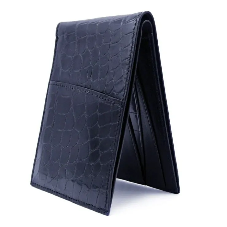 Best Sale Zelli Gracen Nile Crocodile Bi-Fold Wallet Black