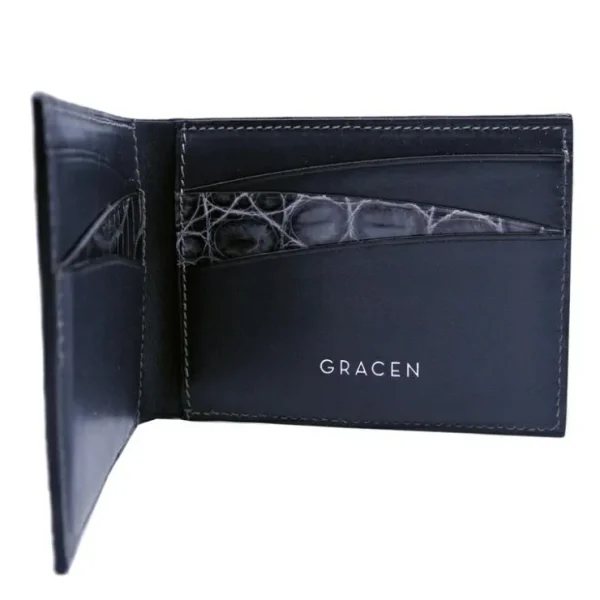 gracen_nile_crocodile_bif_2-3.webp Online Zelli Gracen Nile Crocodile Bi-Fold Wallet Gray