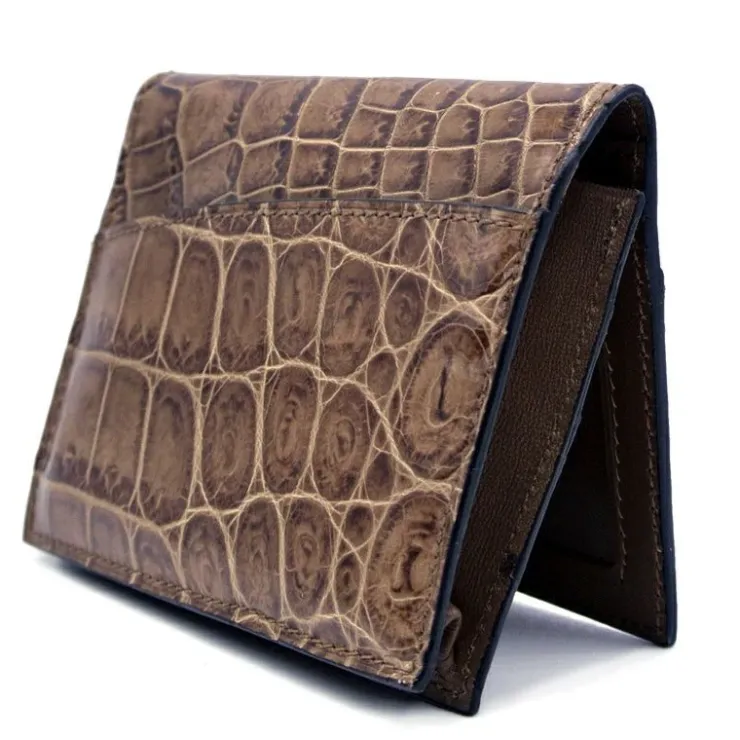 Discount Zelli Gracen Nile Crocodile Card Case Cappucino