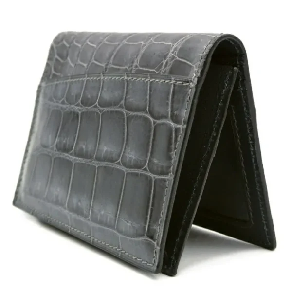 Outlet Zelli Gracen Nile Crocodile Card Case Gray