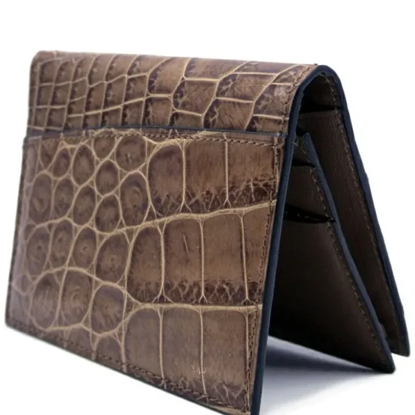 Discount Zelli Gracen Nile Crocodile Card Case Cappucino